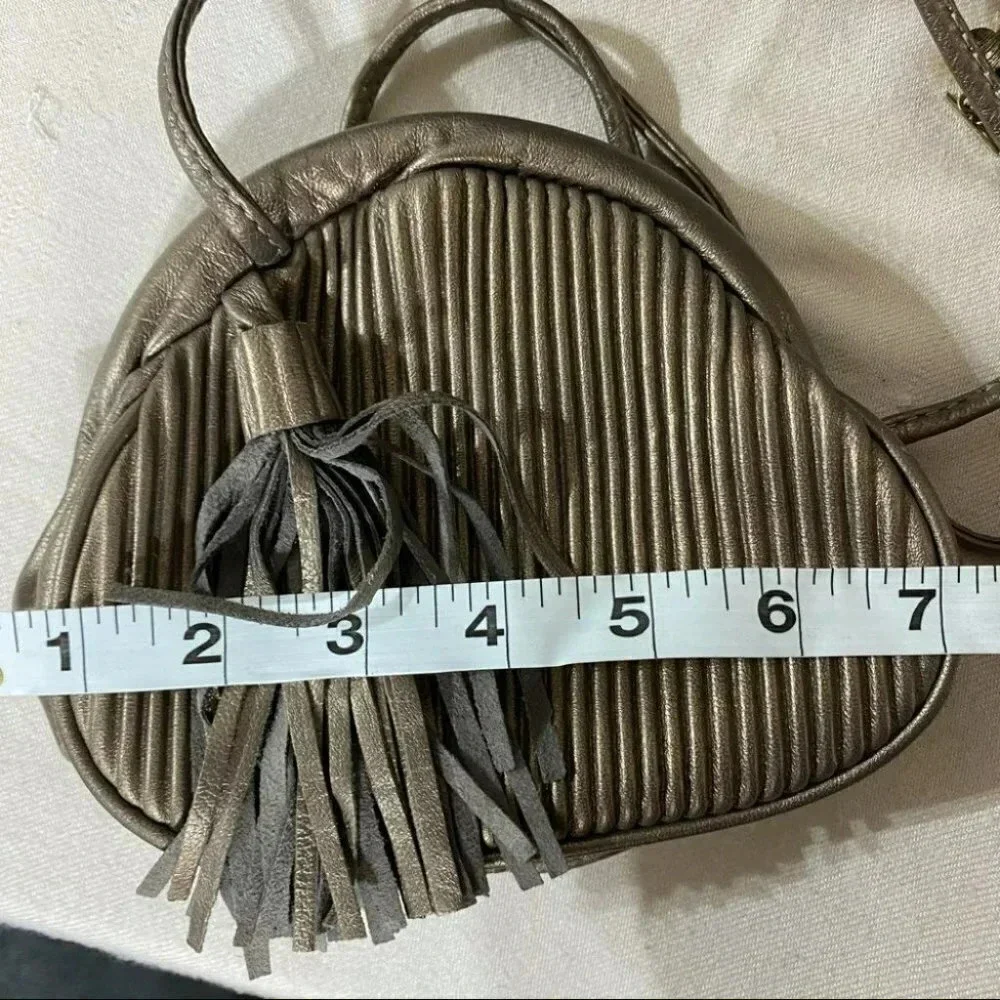 Basix New York small metallic ribbed tassel‎ bag